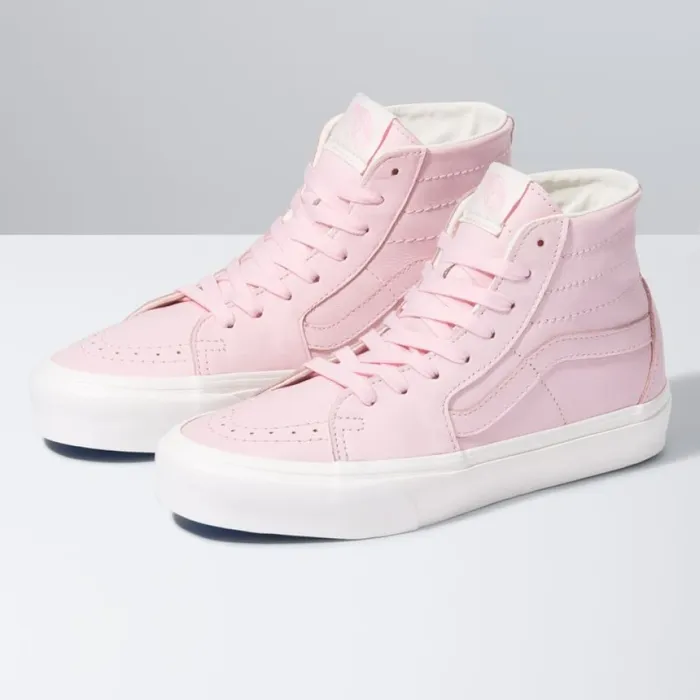 Vans Classics Shoes MenWomen Soft Leather Sk8Hi Tapered BlushingSnow White