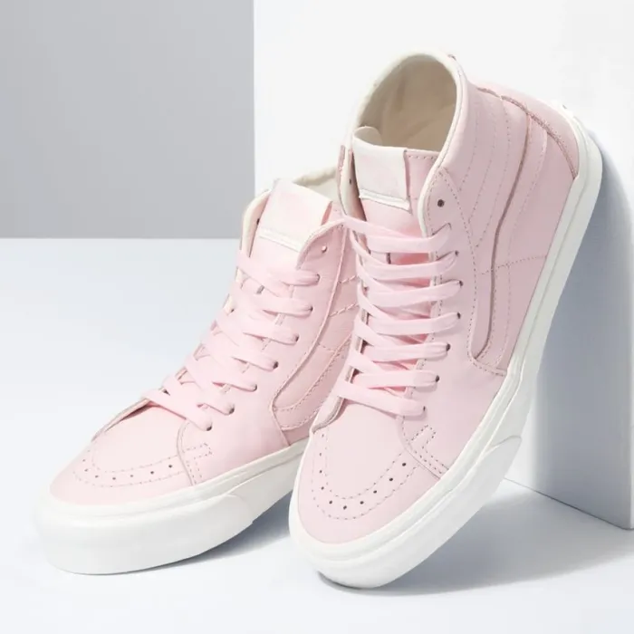 Vans Classics Shoes MenWomen Soft Leather Sk8Hi Tapered BlushingSnow White Vans Classics Shoes MenWomen Soft Leather Sk8Hi Tapered BlushingSnow White