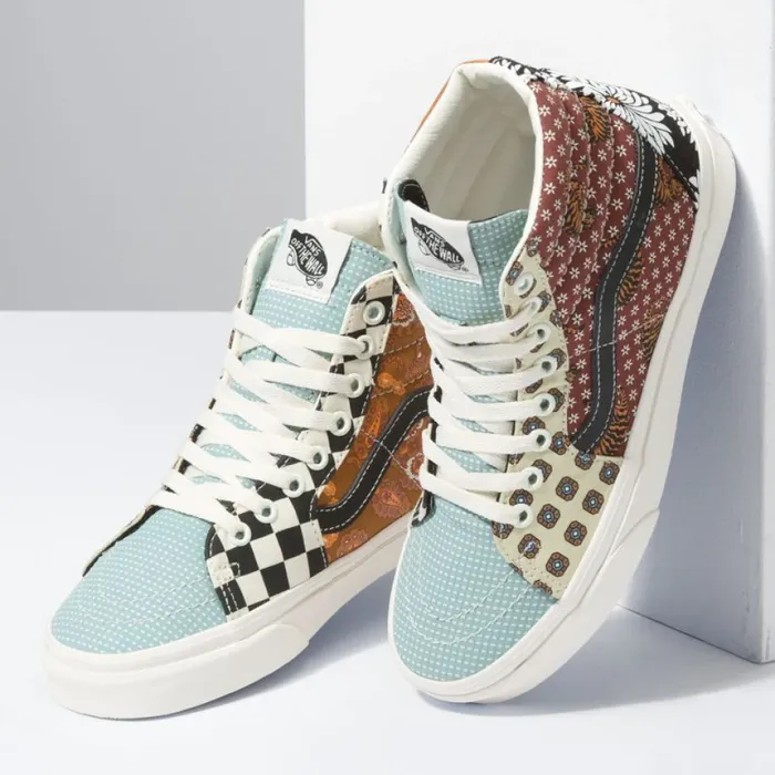 Vans Classics Shoes MenWomen Tiger Patchwork Sk8Hi BlackTrue White Vans Classics Shoes MenWomen Tiger Patchwork Sk8Hi BlackTrue White