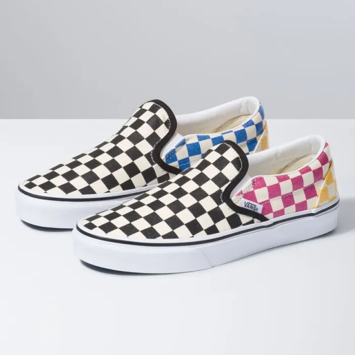 Vans Classics Shoes Women Glitter Check Classic SlipOn MultiTrue White