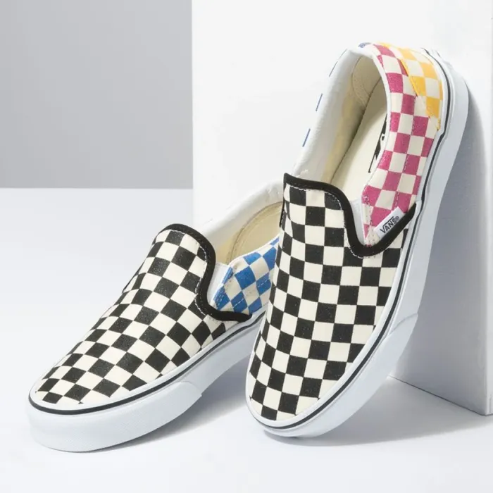 Vans Classics Shoes Women Glitter Check Classic SlipOn MultiTrue White Vans Classics Shoes Women Glitter Check Classic SlipOn MultiTrue White