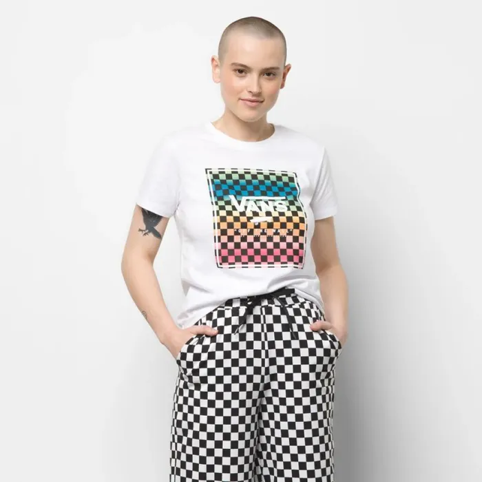Vans TShirts and Tanks Women Vintage Check Box Tee White