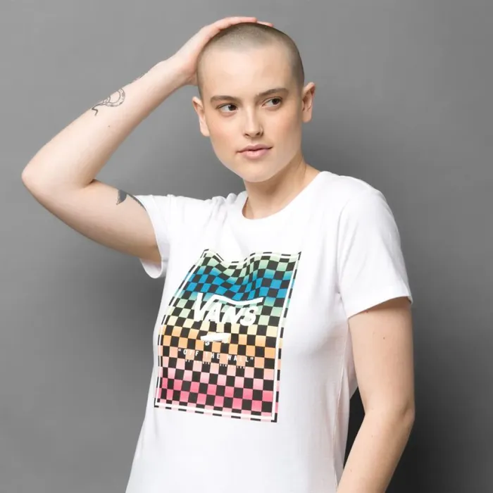Vans TShirts and Tanks Women Vintage Check Box Tee White Vans TShirts and Tanks Women Vintage Check Box Tee White