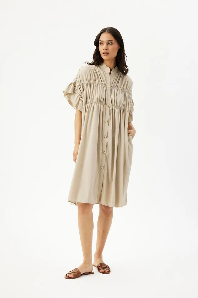 VIKKY DRESS 16306 191 Sand 191 Women IN FRONT DRESSES