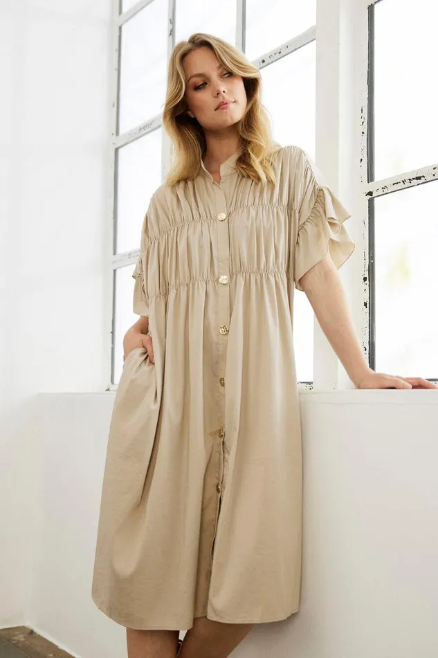 VIKKY DRESS 16306 191 Sand 191 Women IN FRONT DRESSES