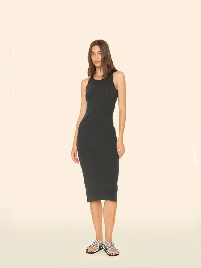 Vintage Black Ashleigh Rib Dress Dresses XRENA Women
