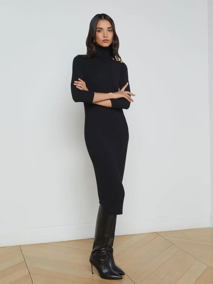 Voletta Turtleneck Knit Dress Black Women L039Agence Knitwear
