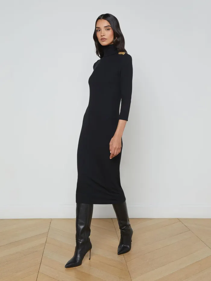 Voletta Turtleneck Knit Dress Black Women L039Agence Knitwear Voletta Turtleneck Knit Dress Black Women L039Agence Knitwear