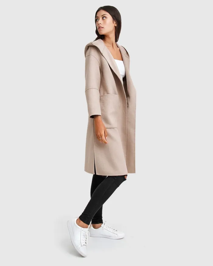 Walk This Way Wool Blend Oversized Coat 8211 Sand Women Coats and Jackets Belle and Bloom