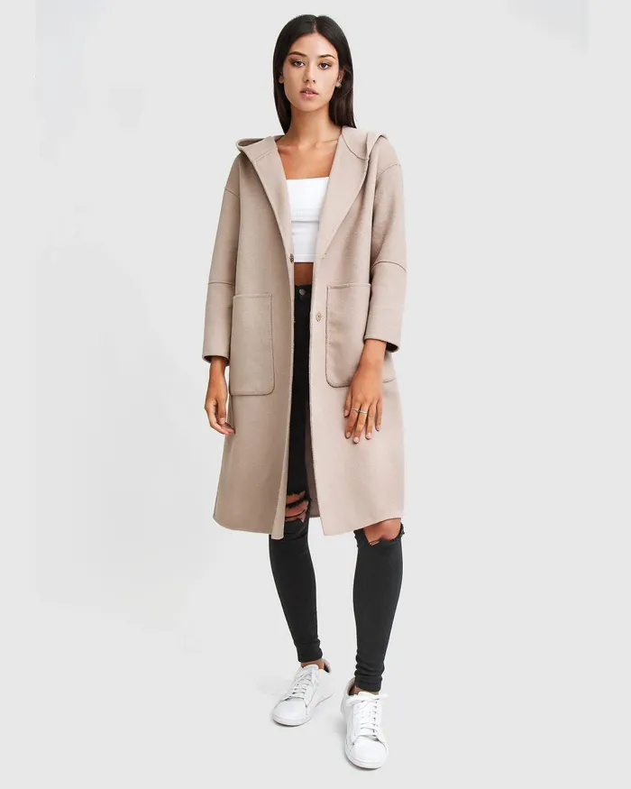 Walk This Way Wool Blend Oversized Coat 8211 Sand Women Coats and Jackets Belle and Bloom