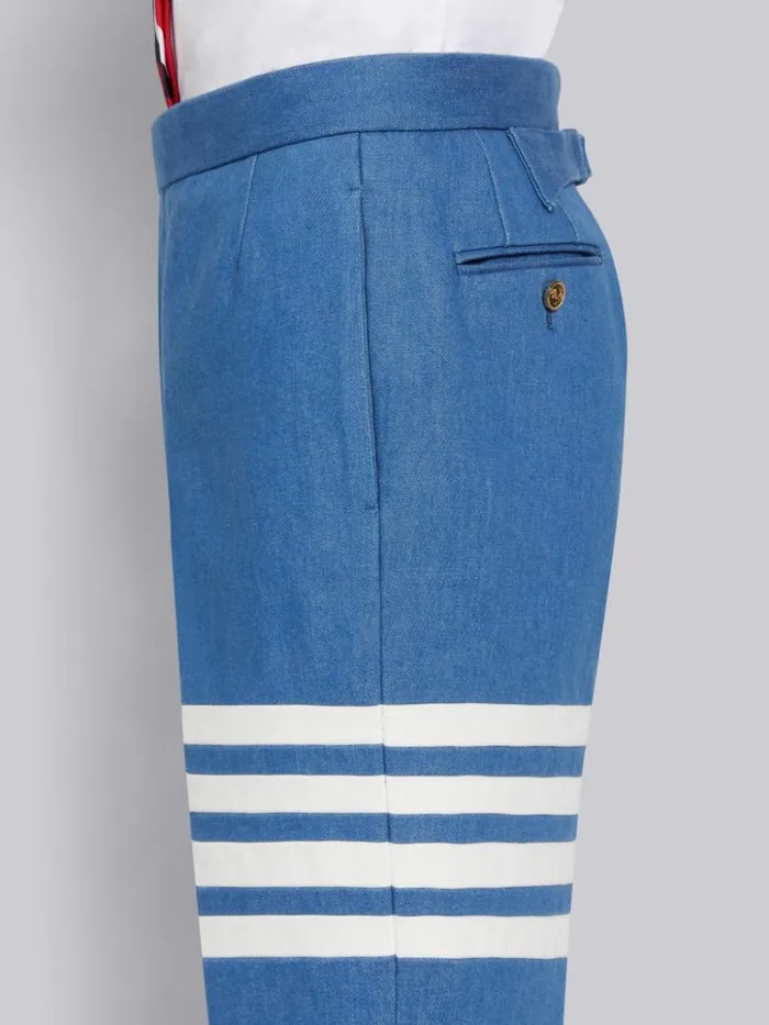 Washed Denim 4bar Classic Backstrap Trouser Blue Men Thom Browne Trousers