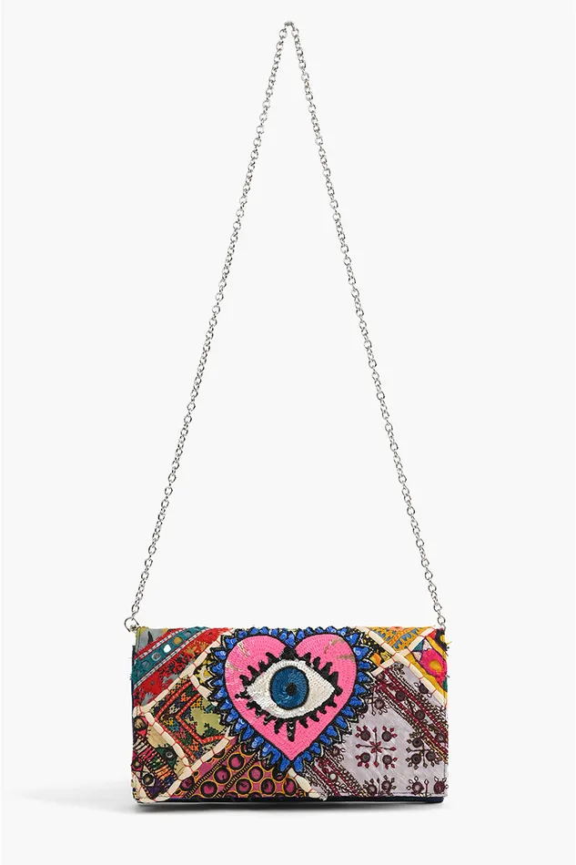 Watch Over Me Evil Eye Denim Clutch Watch Over Me Evil Eye Denim Clutch