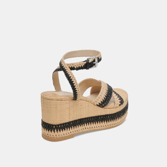 Wedges Women Dolce Vita Tulane Wedges Black Natural Raffia