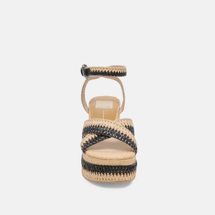 Wedges Women Dolce Vita Tulane Wedges Black Natural Raffia