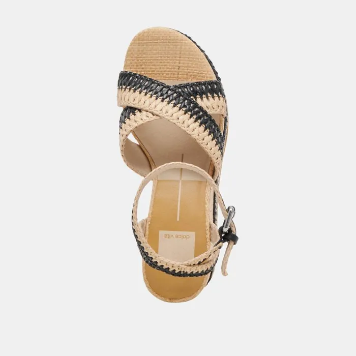 Wedges Women Dolce Vita Tulane Wedges Black Natural Raffia