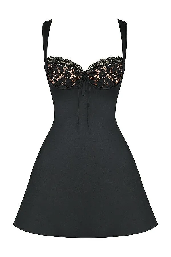 Women Adriana Black Satin And Lace Mini Dress House Of CB Dresses Women Adriana Black Satin And Lace Mini Dress House Of CB Dresses