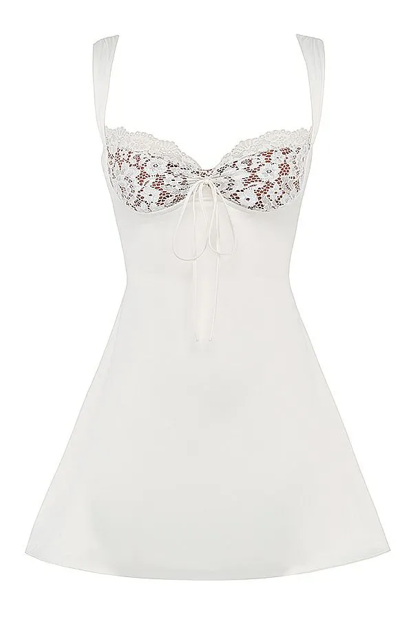 Women Adriana Ivory Satin And Lace Mini Dress House Of CB Dresses Women Adriana Ivory Satin And Lace Mini Dress House Of CB Dresses