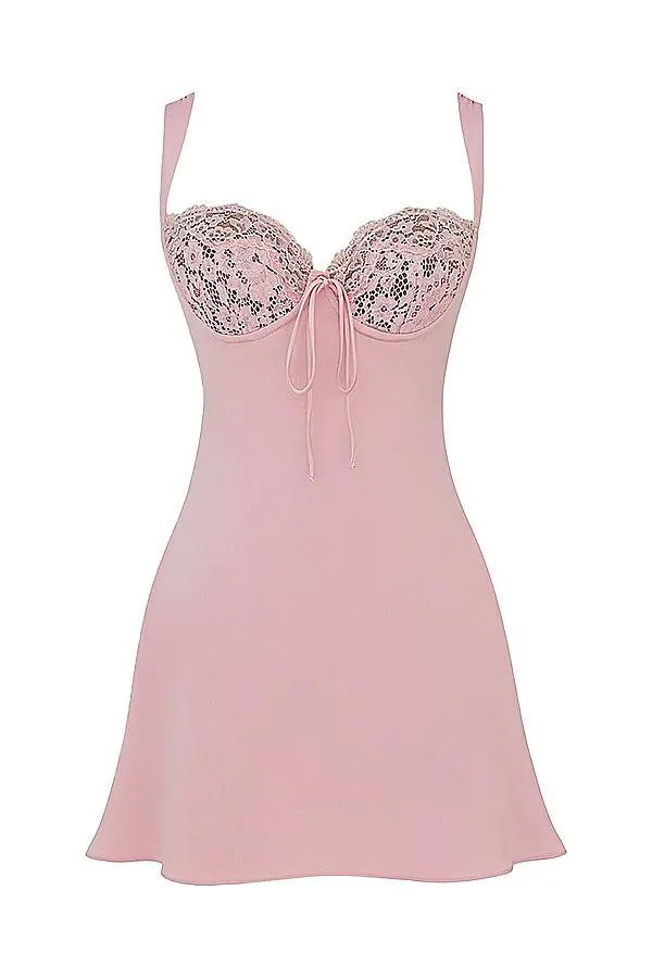 Women Adriana Rose Satin And Lace Mini Dress House Of CB Dresses