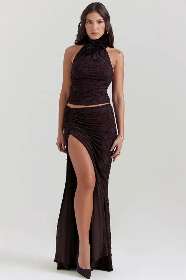 Women Adrielle Cocoa Midi Skirt House Of CB Bottoms