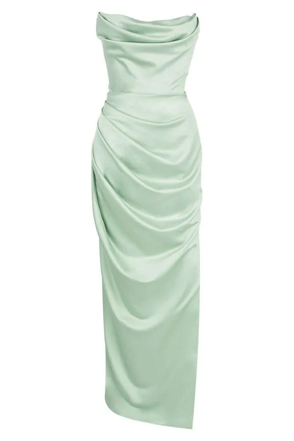 Women Adrienne Sage Satin Strapless Corset Maxi House Of CB Dresses Women Adrienne Sage Satin Strapless Corset Maxi House Of CB Dresses