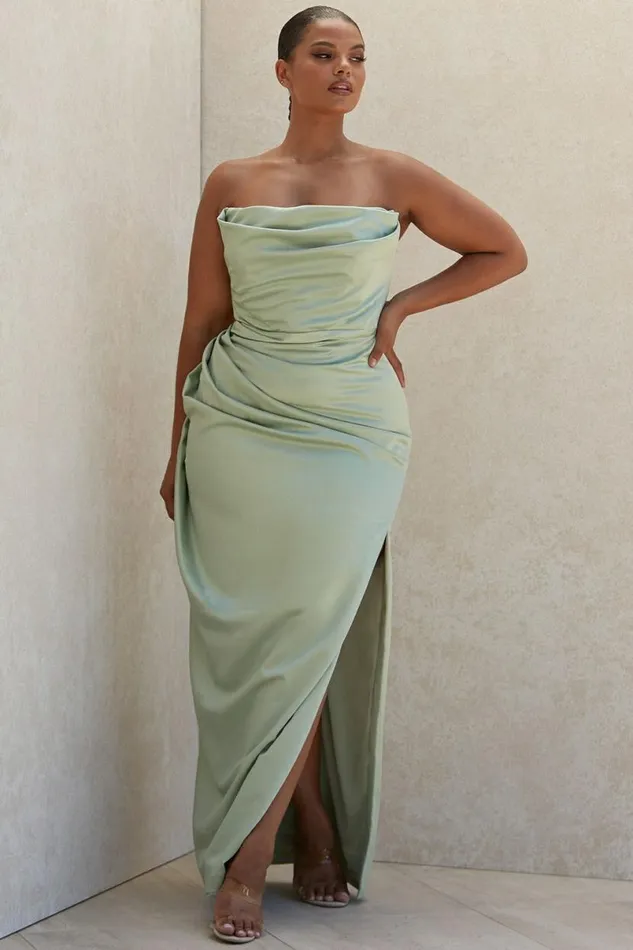 Women Adrienne Sage Satin Strapless Corset Maxi House Of CB Dresses Women Adrienne Sage Satin Strapless Corset Maxi House Of CB Dresses