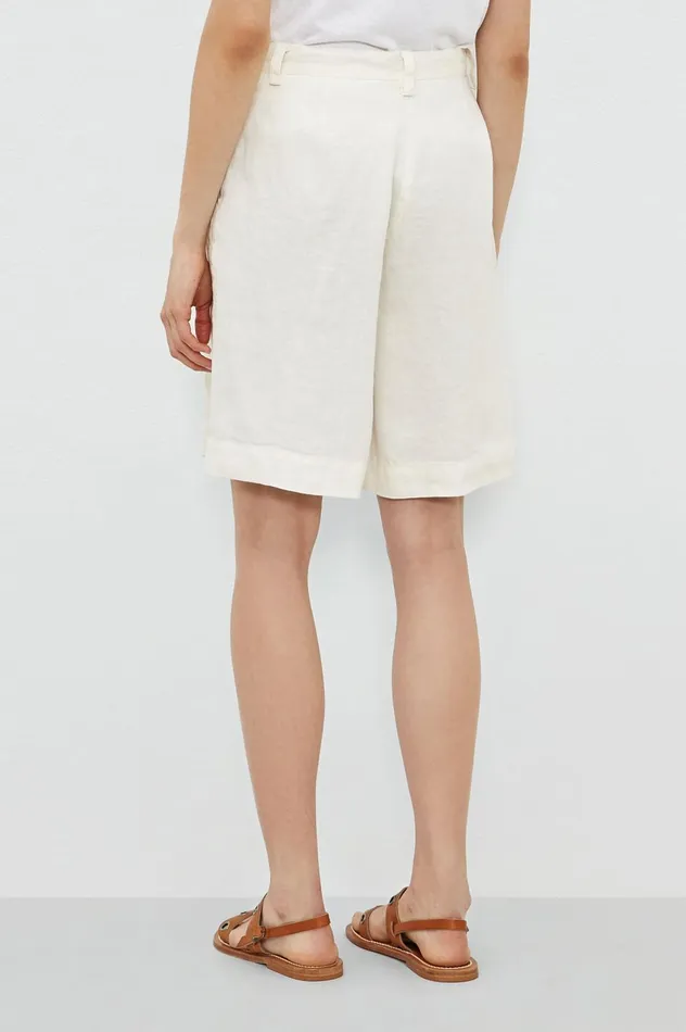 Women AIKA 8211 Herringbone Linen Bermuda Shorts 8211 Panna Massimo Alba Trousers and Shorts Women AIKA 8211 Herringbone Linen Bermuda Shorts 8211 Panna Massimo Alba Trousers and Shorts