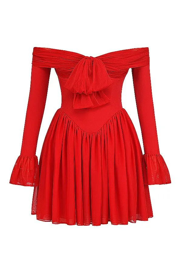 Women Alana Scarlet Off Shoulder Dress House Of CB Dresses