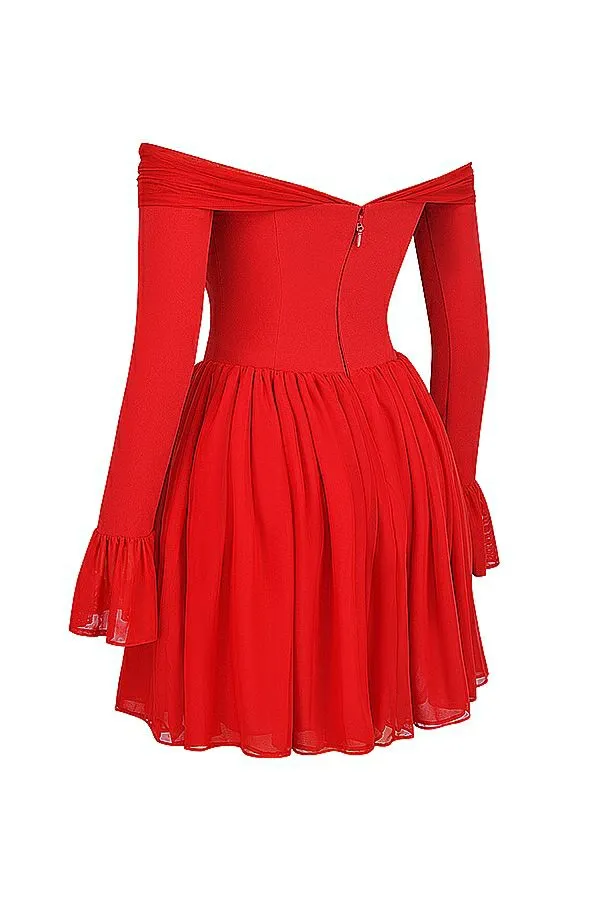 Women Alana Scarlet Off Shoulder Dress House Of CB Dresses