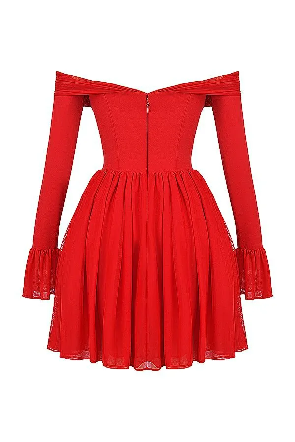 Women Alana Scarlet Off Shoulder Dress House Of CB Dresses