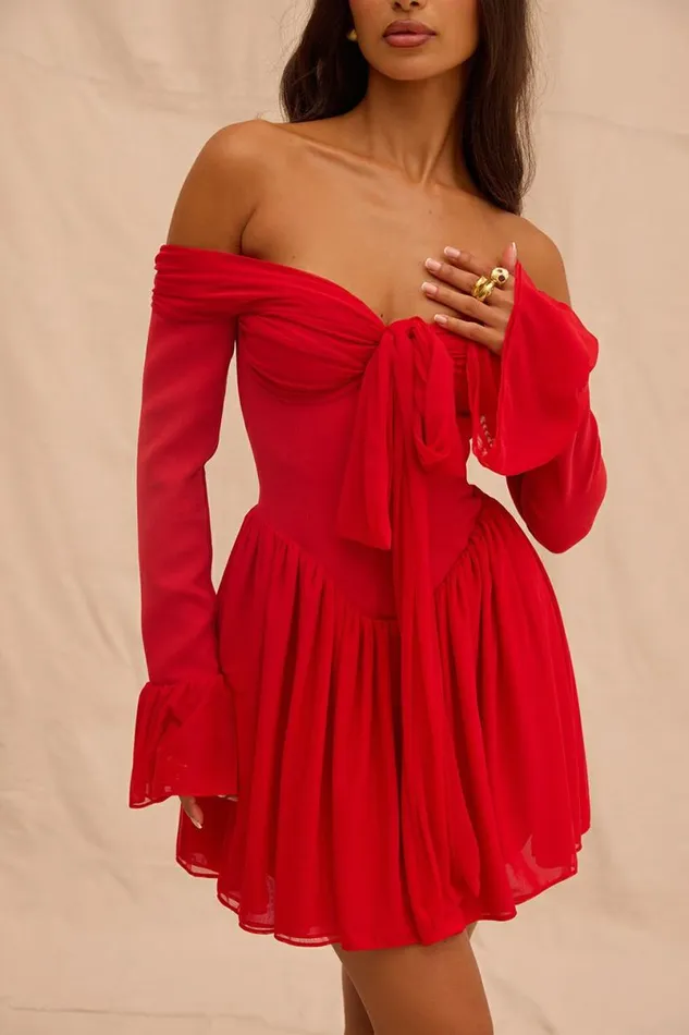 Women Alana Scarlet Off Shoulder Dress House Of CB Dresses