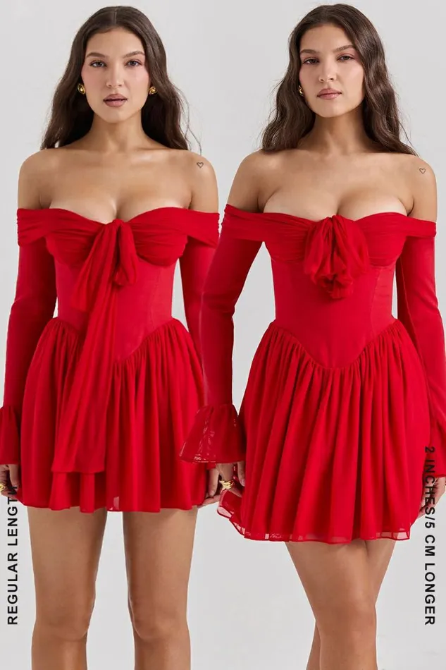 Women Alana Scarlet Off Shoulder Dress House Of CB Dresses