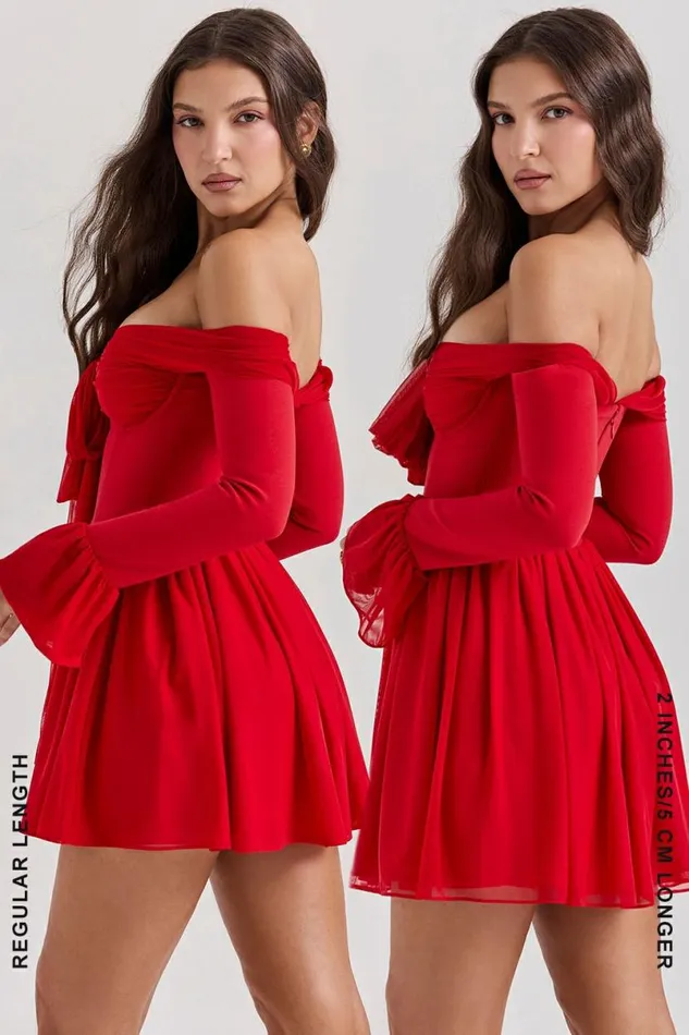 Women Alana Scarlet Off Shoulder Dress House Of CB Dresses