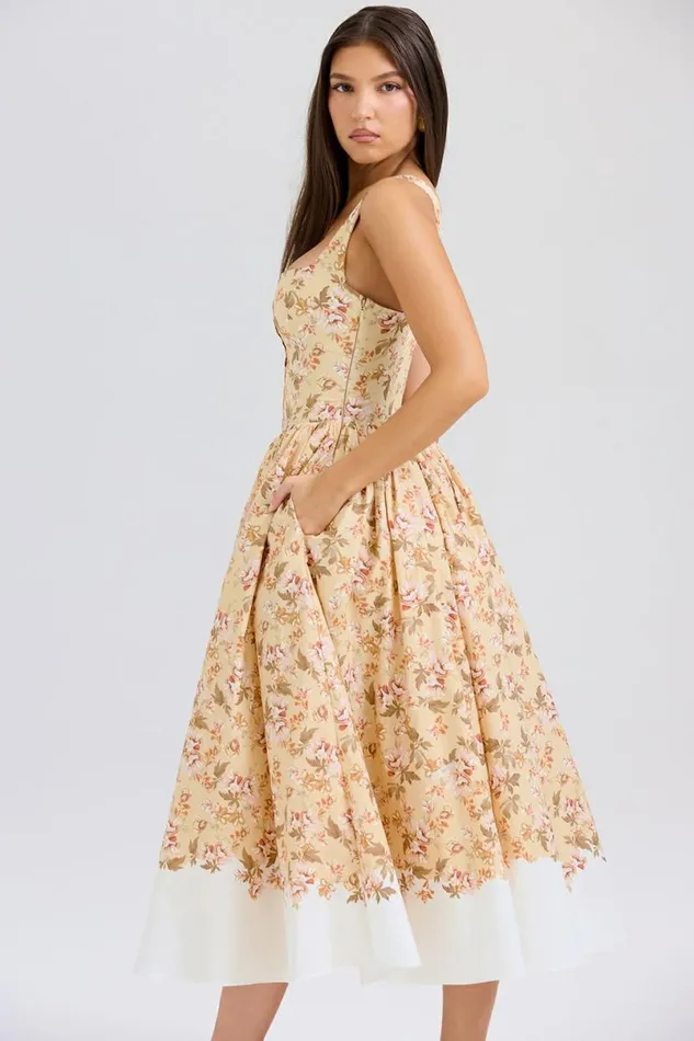 Women Alba Honeyflower Print Gathered Cotton Midi Dress House Of CB Dresses Women Alba Honeyflower Print Gathered Cotton Midi Dress House Of CB Dresses