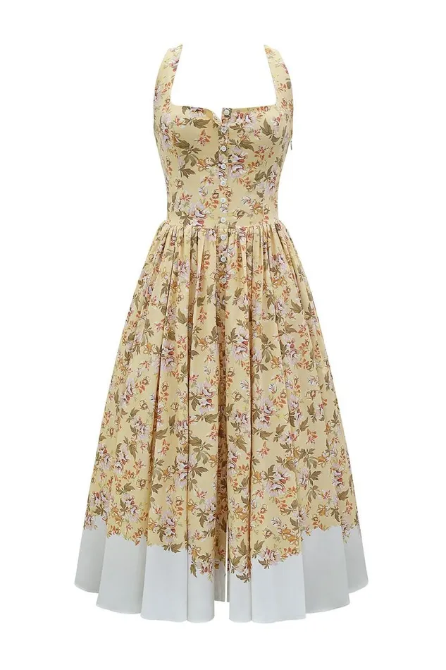 Women Alba Honeyflower Print Gathered Cotton Midi Dress House Of CB Dresses Women Alba Honeyflower Print Gathered Cotton Midi Dress House Of CB Dresses