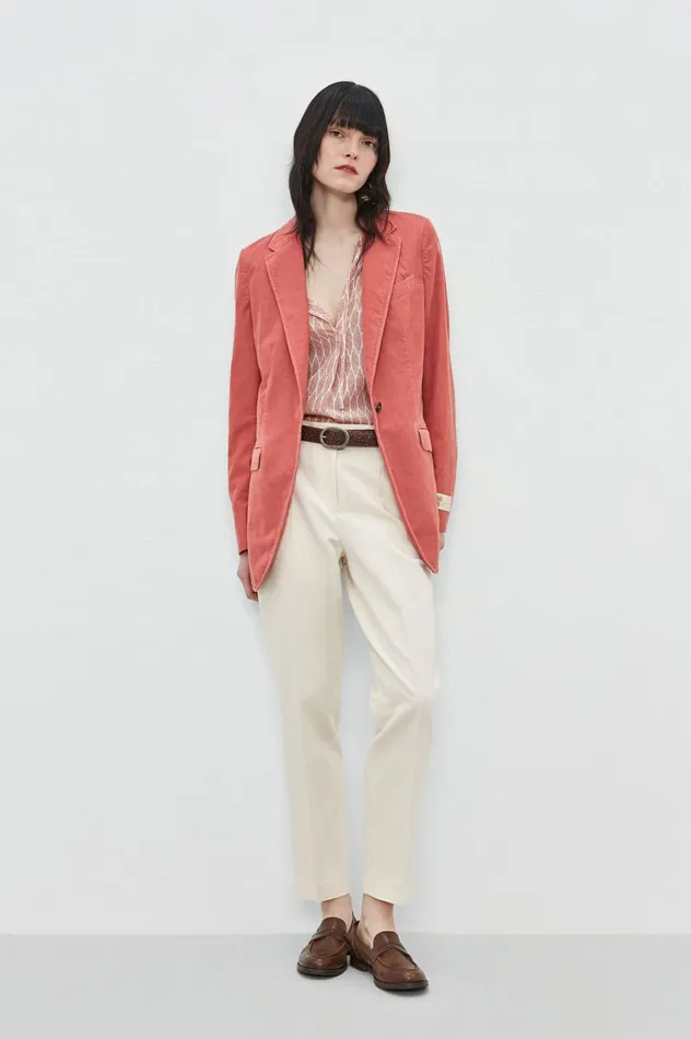 Women ALINE 8211 Baby Corduroy Long Jacket 8211 Coral Massimo Alba Jackets and Coats Women ALINE 8211 Baby Corduroy Long Jacket 8211 Coral Massimo Alba Jackets and Coats