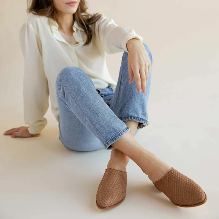 Women Ama Woven Mule Woven Almond Nisolo Loafers and Mules