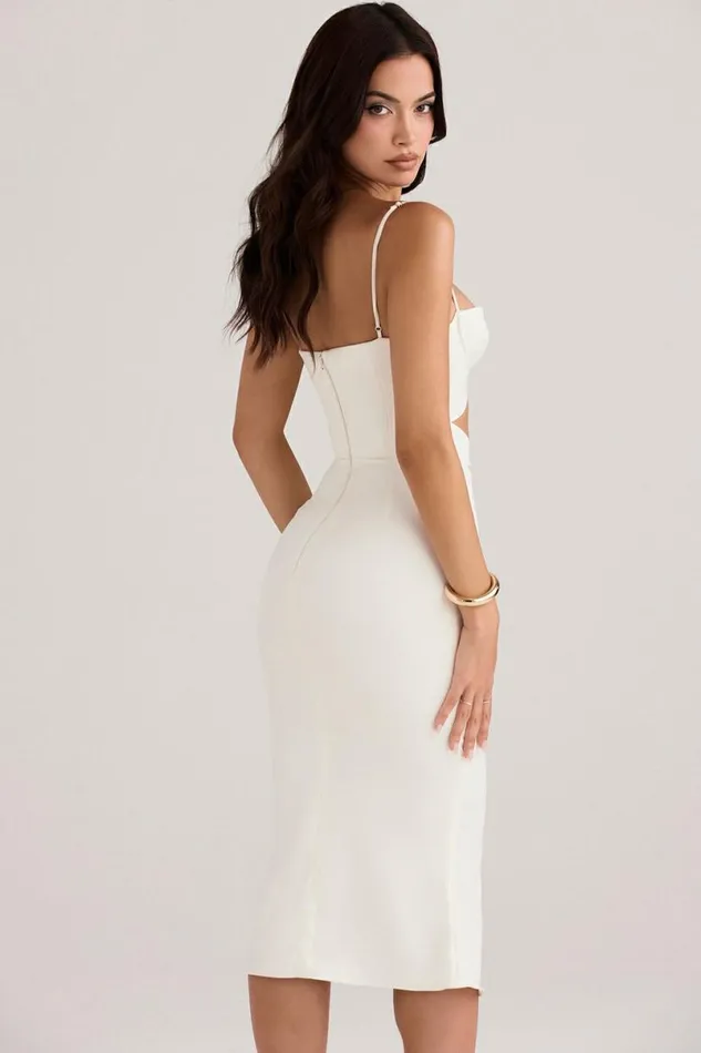Women Amalia Ivory Satin Cutout Corset Dress House Of CB Dresses Women Amalia Ivory Satin Cutout Corset Dress House Of CB Dresses