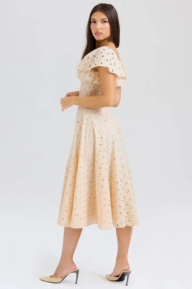 Women Amaya Cream Tea Broderie Anglais Midi Dress House Of CB Dresses Women Amaya Cream Tea Broderie Anglais Midi Dress House Of CB Dresses