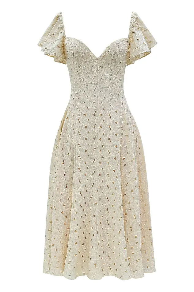 Women Amaya Cream Tea Broderie Anglais Midi Dress House Of CB Dresses Women Amaya Cream Tea Broderie Anglais Midi Dress House Of CB Dresses