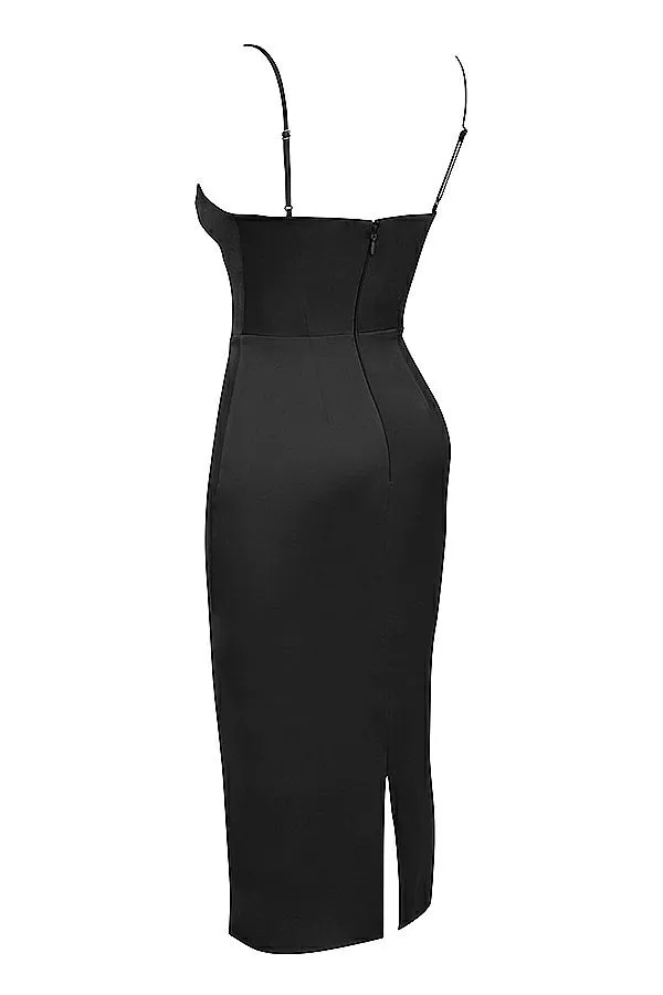 Women Anais Black Satin Pointed Corset Midi Dress House Of CB Dresses Women Anais Black Satin Pointed Corset Midi Dress House Of CB Dresses