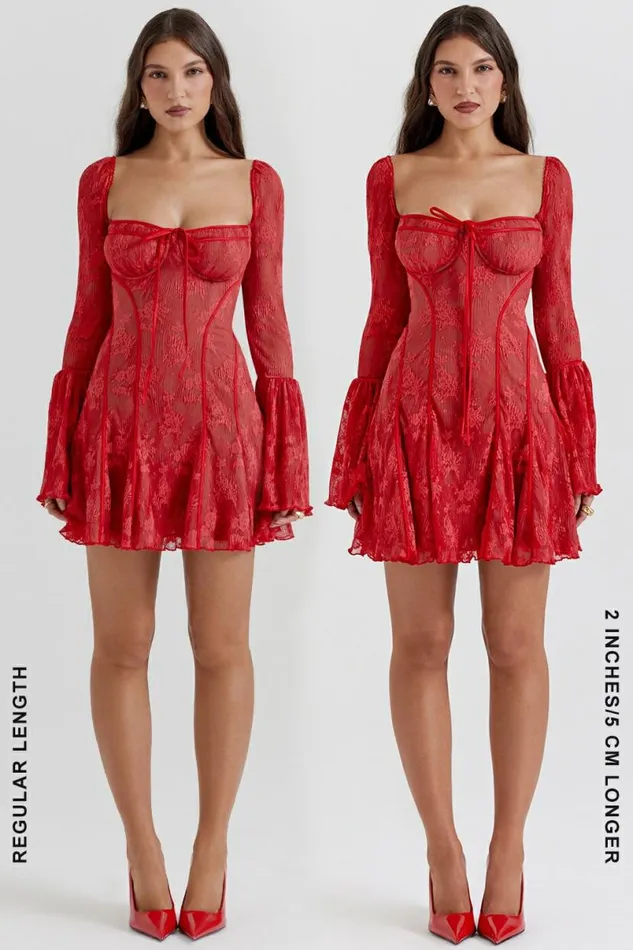 Women Analissa Scarlet Lace Corset Dress House Of CB Dresses