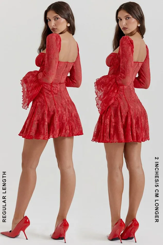 Women Analissa Scarlet Lace Corset Dress House Of CB Dresses