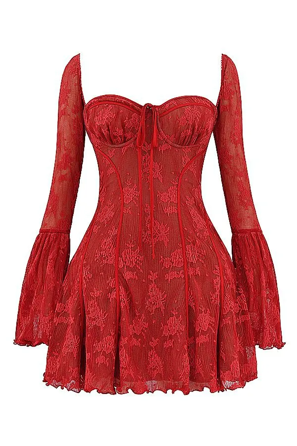 Women Analissa Scarlet Lace Corset Dress House Of CB Dresses