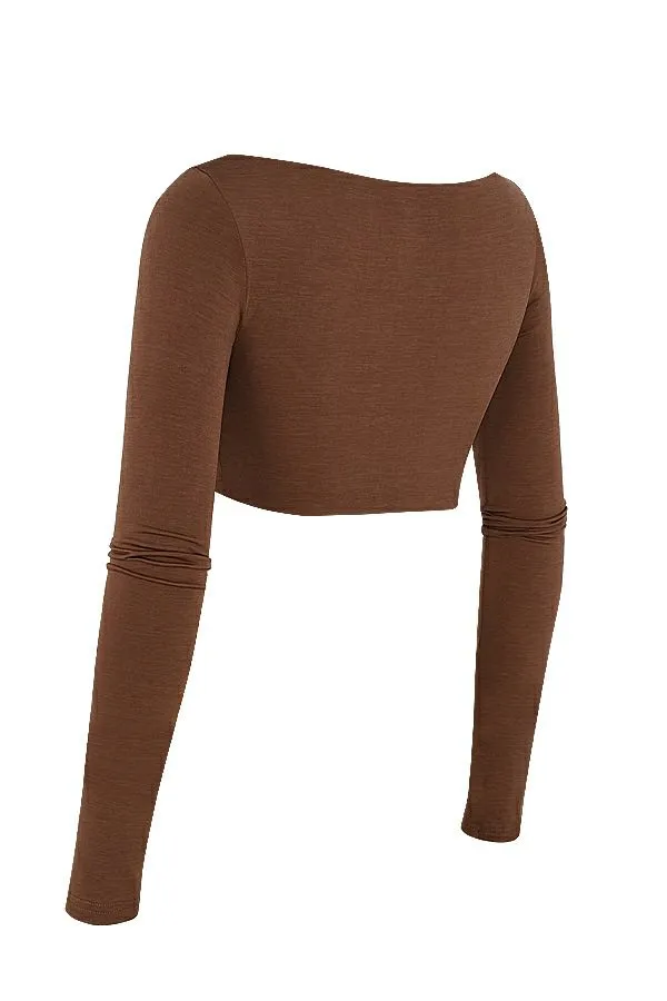 Women Angelita Chocolate Gathered Crop Top House Of CB Tops