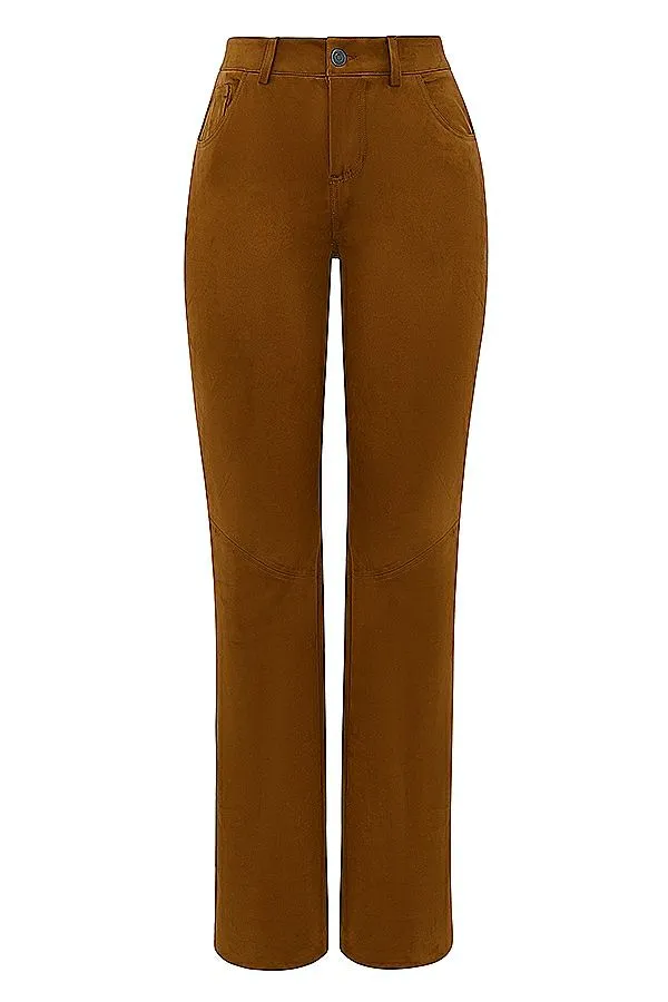 Women Apollo Tan Vegan Suede Trousers House Of CB Bottoms