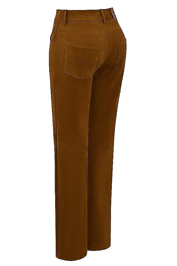 Women Apollo Tan Vegan Suede Trousers House Of CB Bottoms