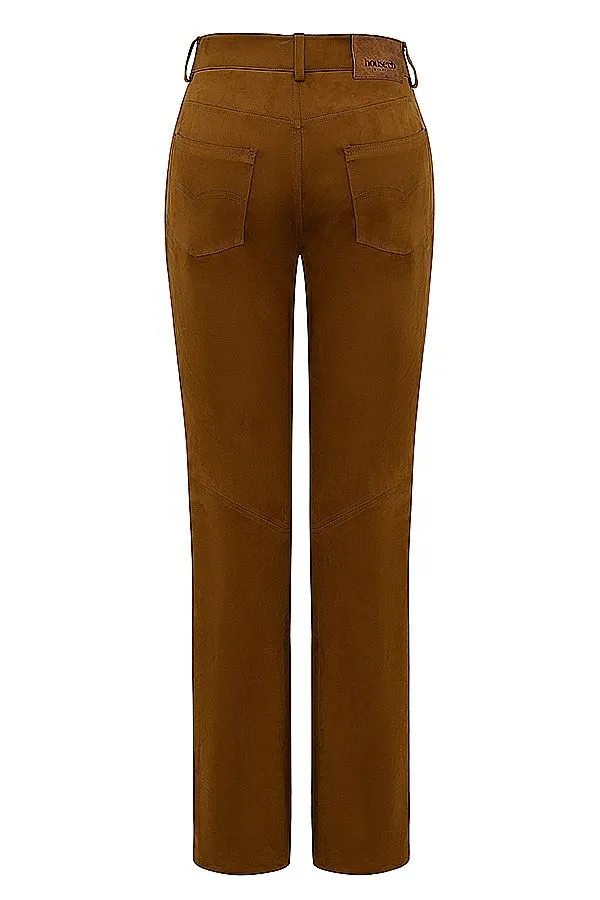 Women Apollo Tan Vegan Suede Trousers House Of CB Bottoms