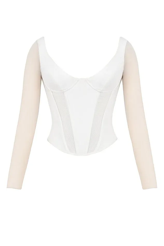 Women Araminta White Long Sleeve Mesh Corset House Of CB Corsets Women Araminta White Long Sleeve Mesh Corset House Of CB Corsets