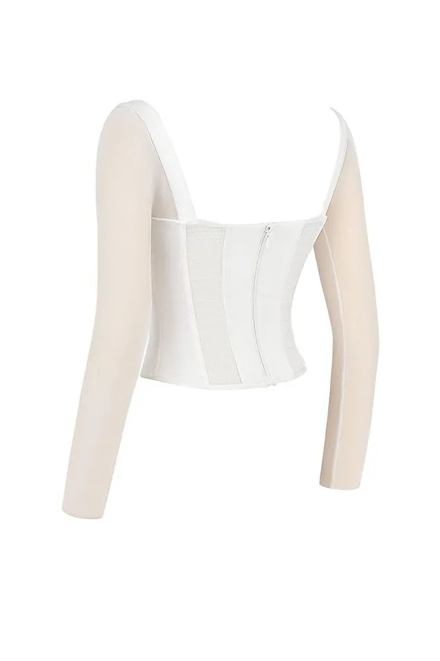 Women Araminta White Long Sleeve Mesh Corset House Of CB Corsets Women Araminta White Long Sleeve Mesh Corset House Of CB Corsets