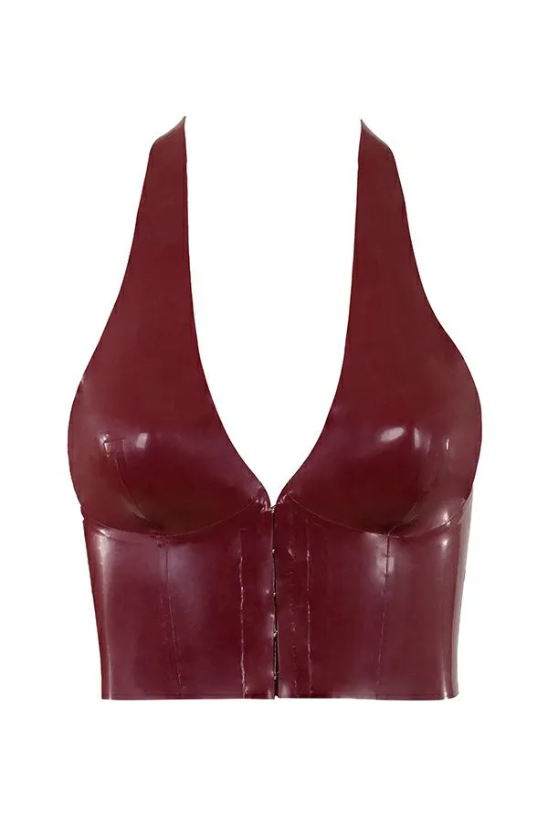 Women Ariadne Merlot Latex Halter Top House Of CB Tops